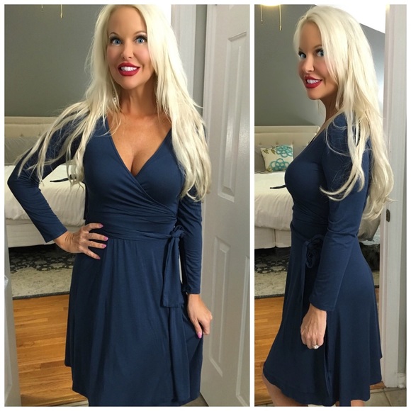 LAST 1! 💕Midi Teal Wrap Dress! Perfect! 😊 - Picture 3 of 4